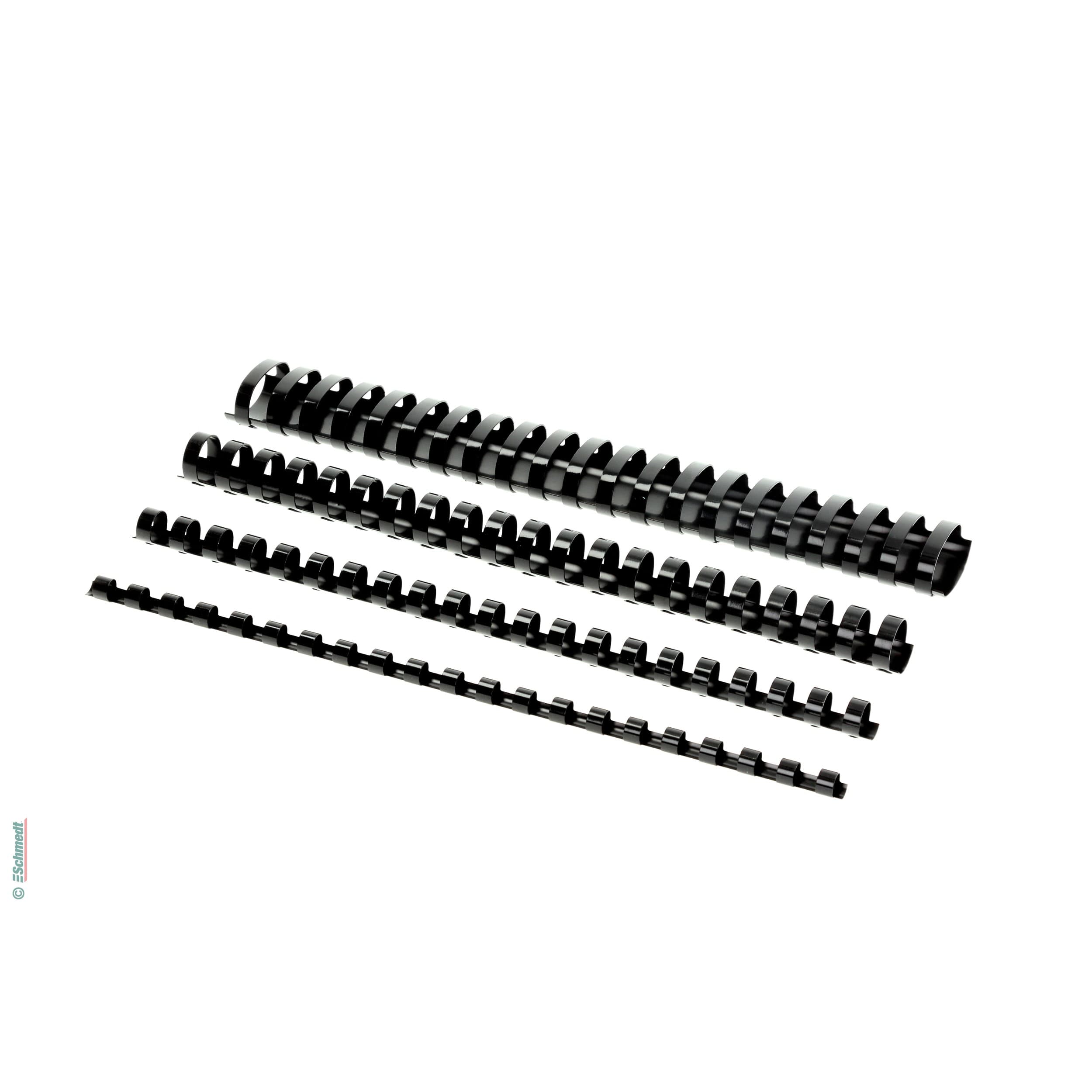Plastic binding combs - round - Diameter (in mm) 19 - Colour black - to be processed in plastic-comb binding machines... - image-1
