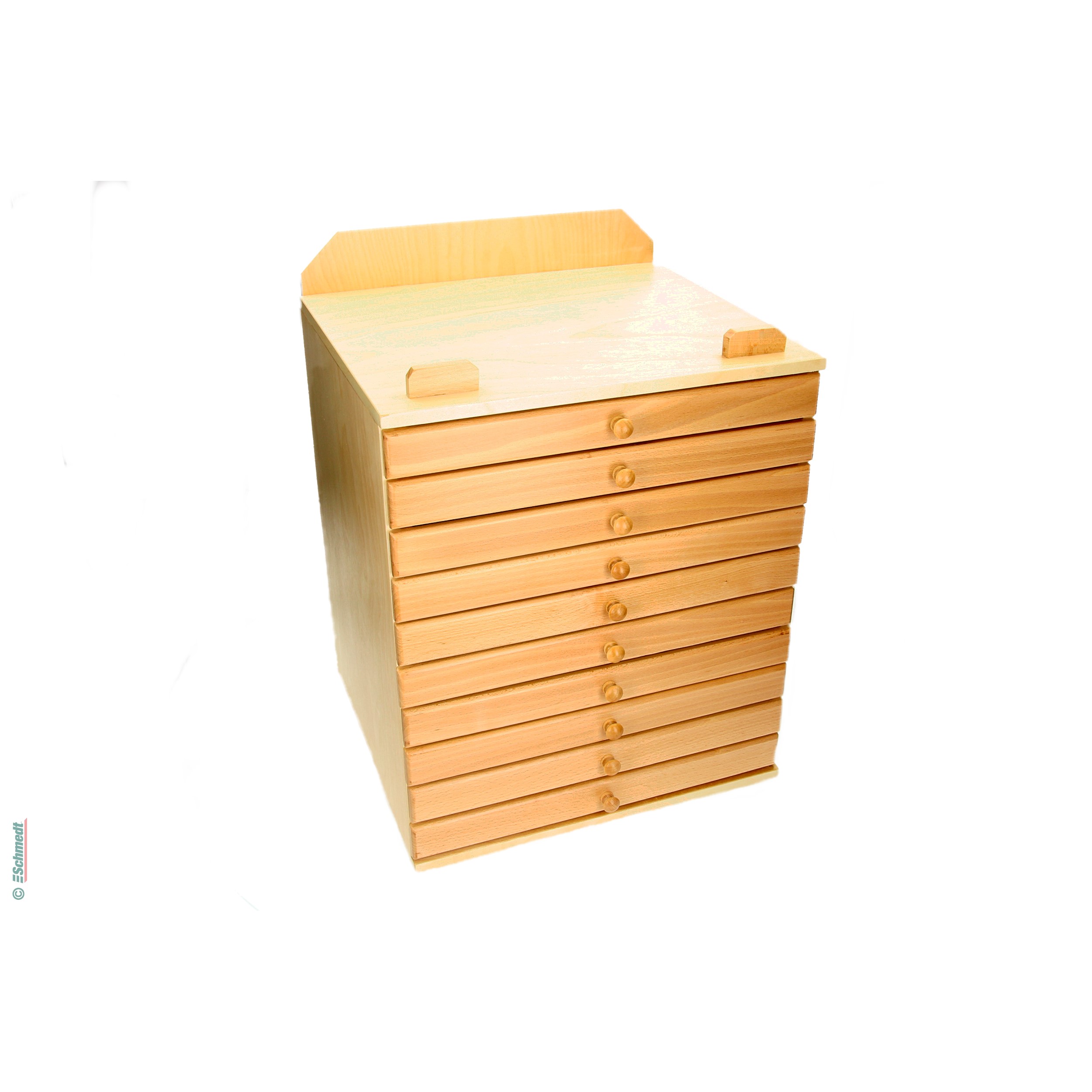 Wooden type cabinet - Version with 10 drawers - for storing several sets of hot stamping type... - image-1