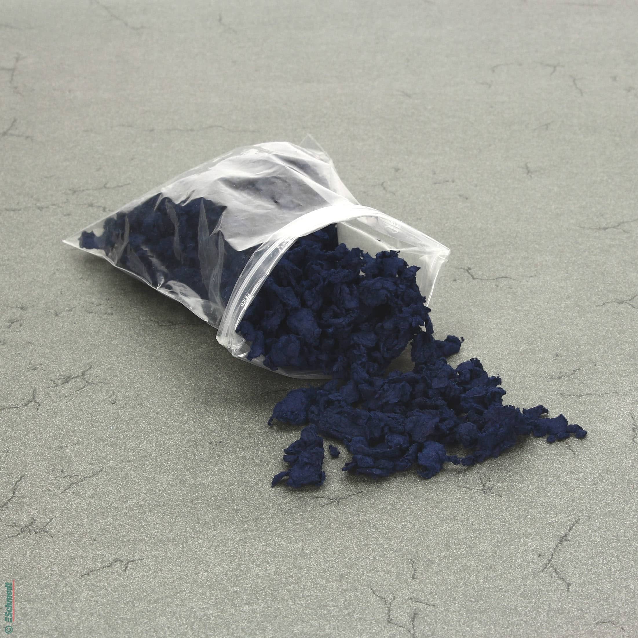Paper fibres made of pure cotton - Colour 010 - dark blue - to make fibre pulp for paper conservation...