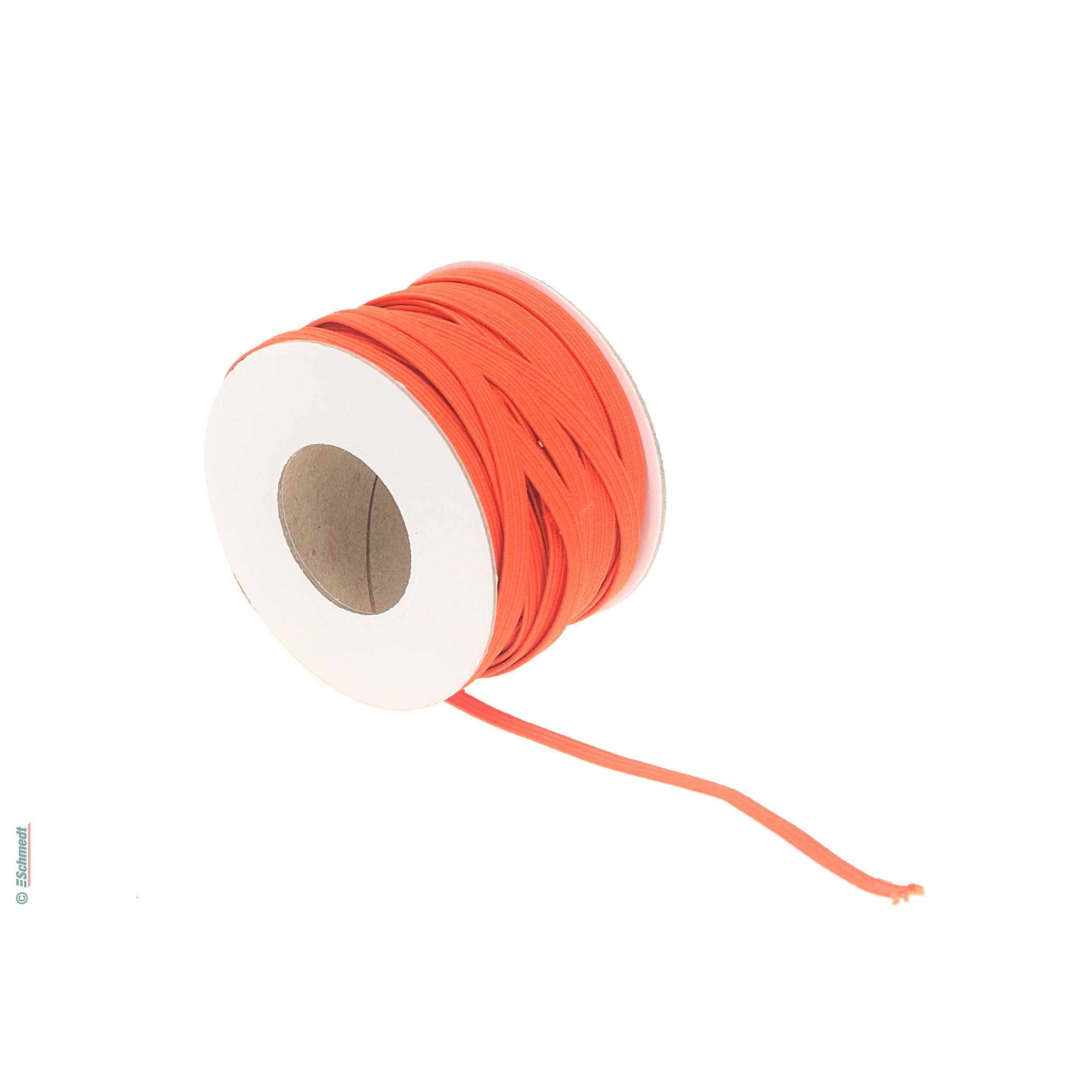 Flat rubber lace - Colour 012 - light orange - Width (in mm) approx. 5.5 - Roll Length (in m) 100 - for binding and closing books, diaries, ... - image-1