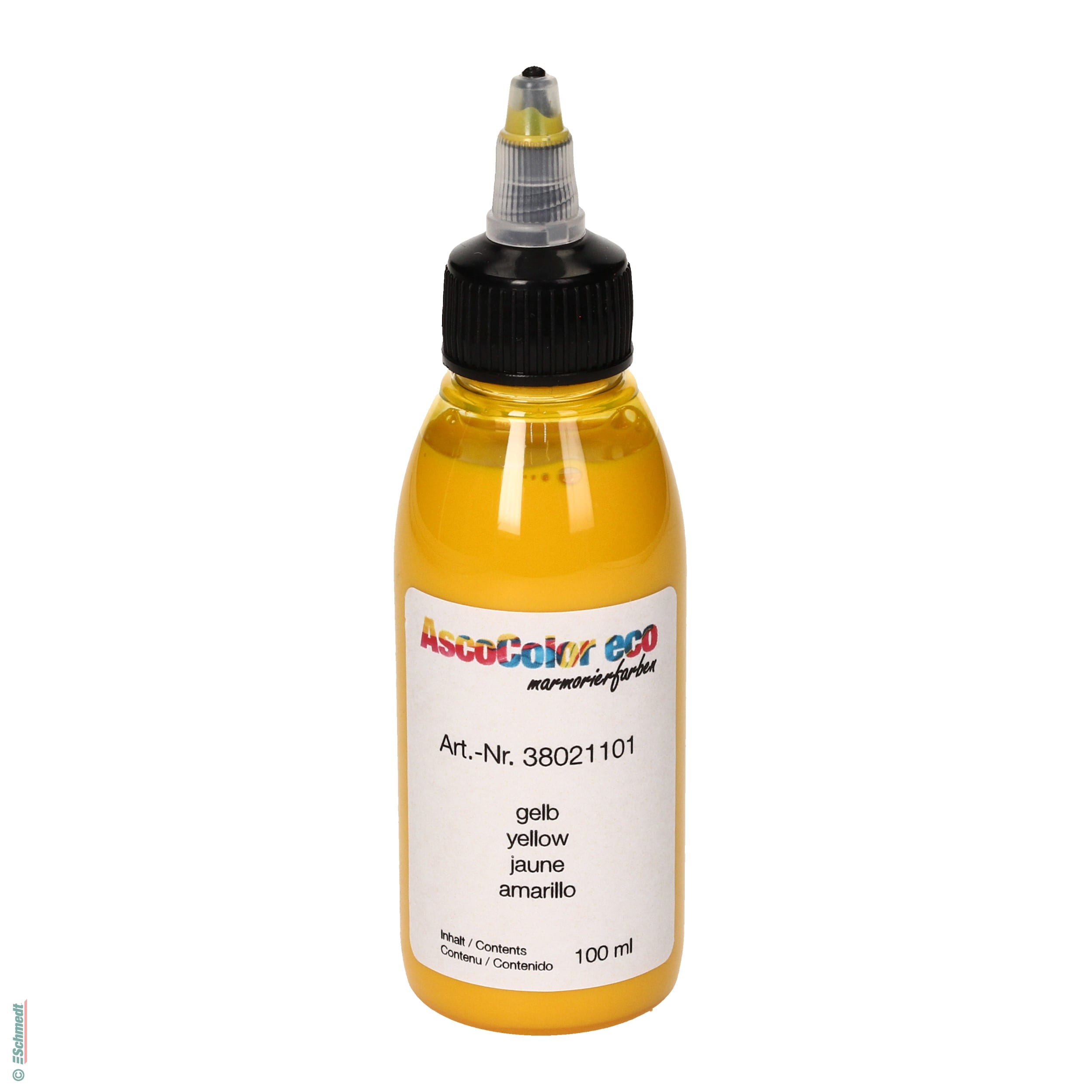AscoColor eco - Marbling dye - Colour 101 - yellow - Contents Bottle / 100 ml - to produce marbled papers...