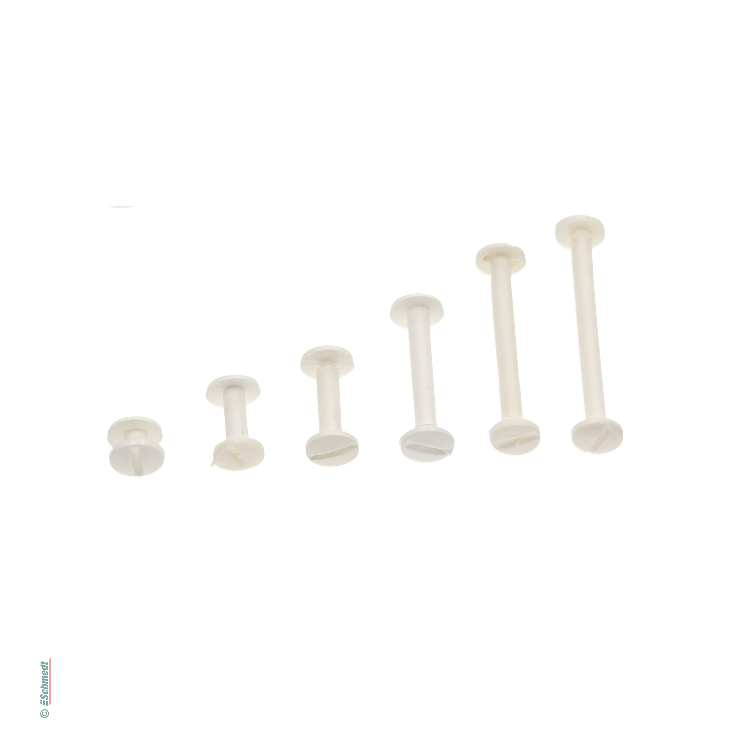 Binding screws, plastic - Colour white - Filling height (in mm) 5 - Applications: With binding screws (screw posts), books, brochures and lo...