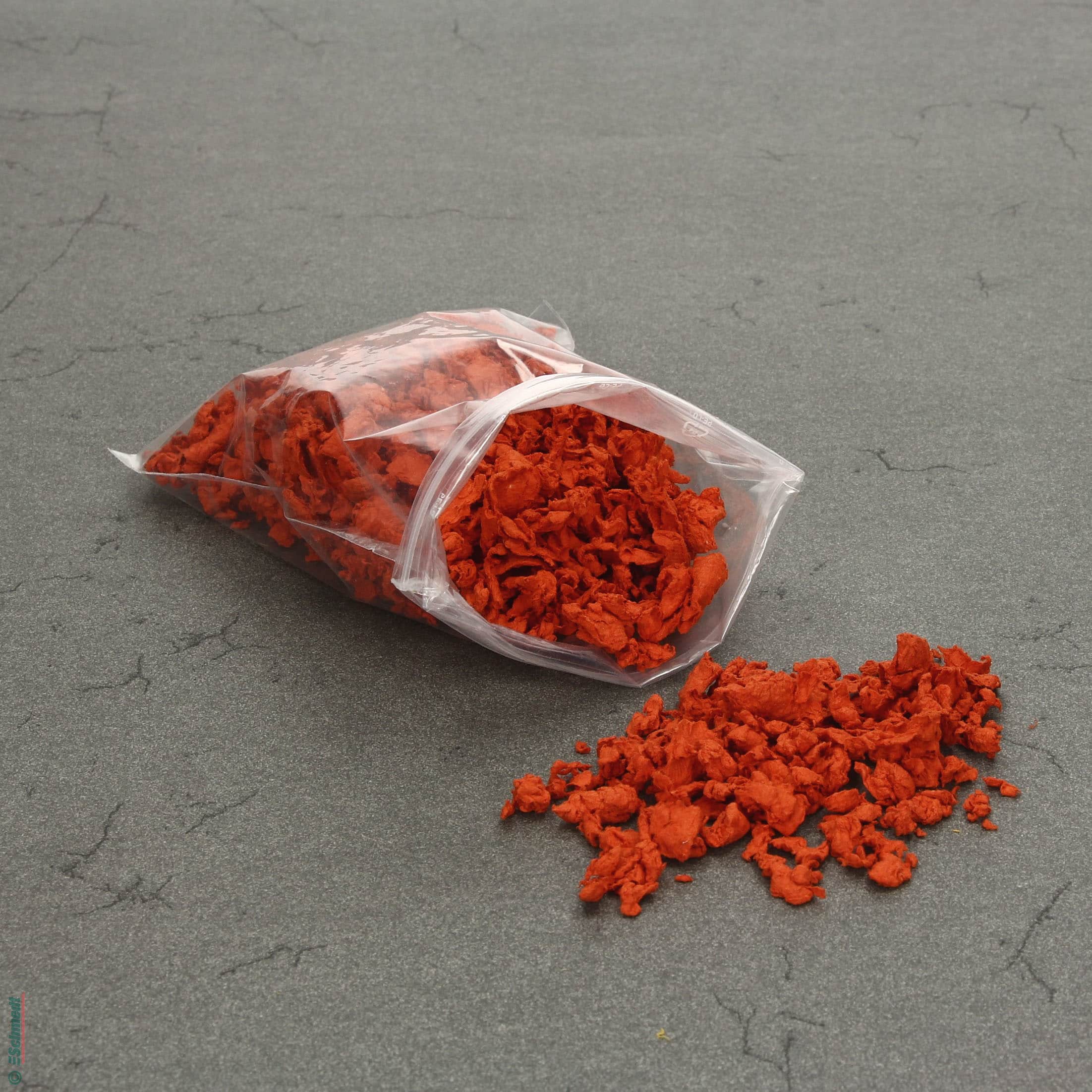 Paper fibres made of pure cotton - Colour 006 - orange - to make fibre pulp for paper conservation...