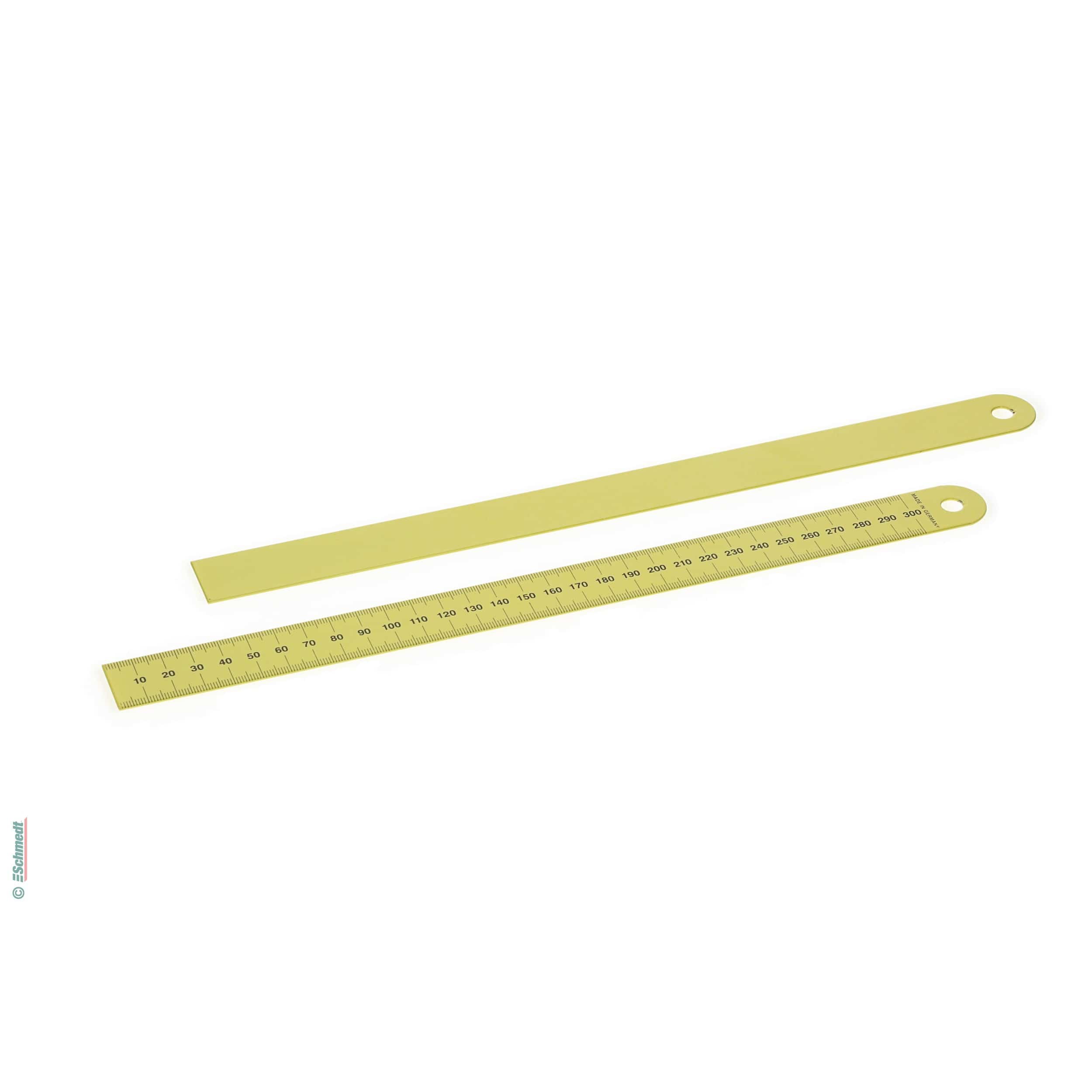 Stainless steel ruler, flexible, antirust - with mm scale, powder-coated yellow - for measuring the length and drawing straight lines...