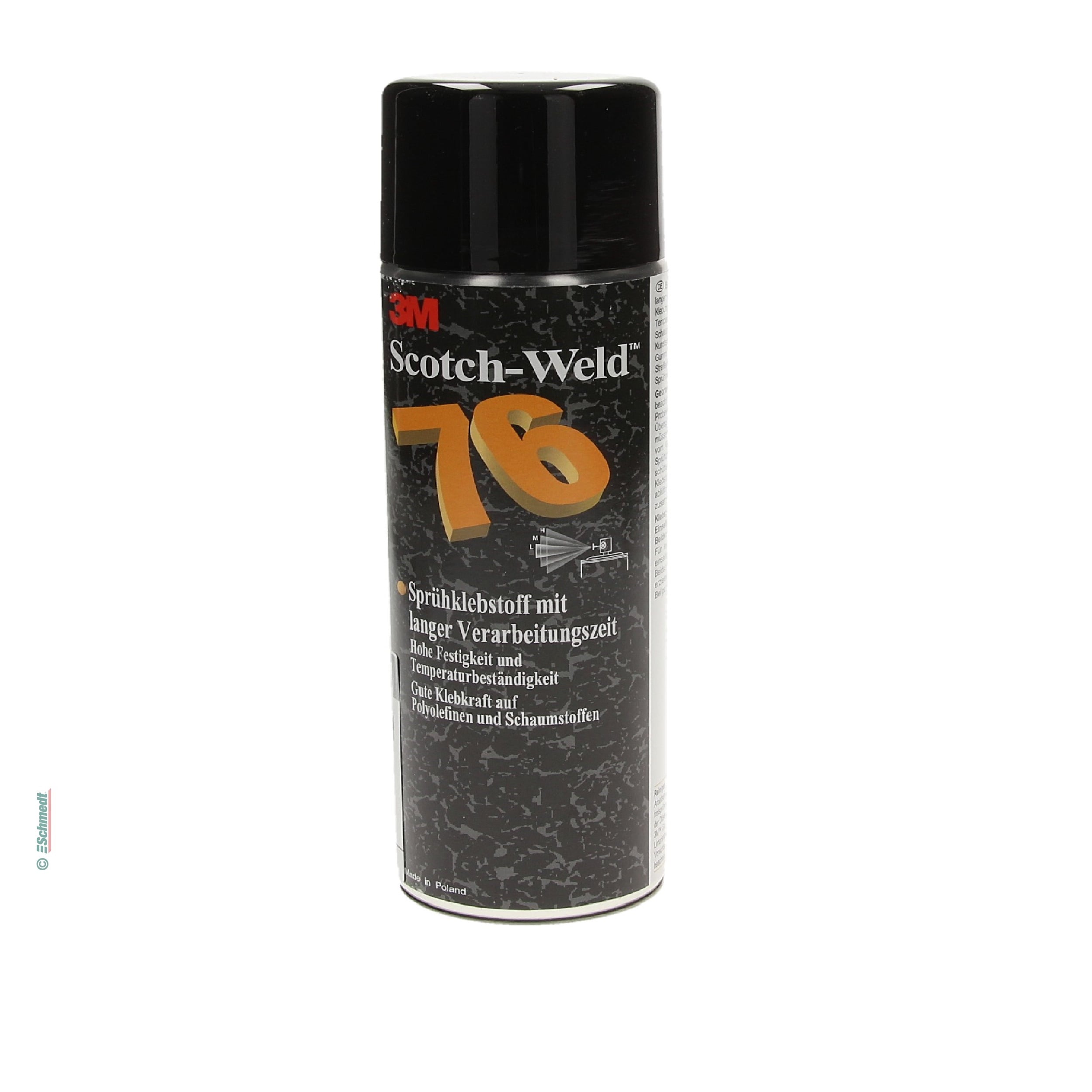 Spray adhesive Type Scotch-Weld 76 - for permanent fixing - Gluing metals, wood, cardboard, felt, rubber as well as foam and several plastic...