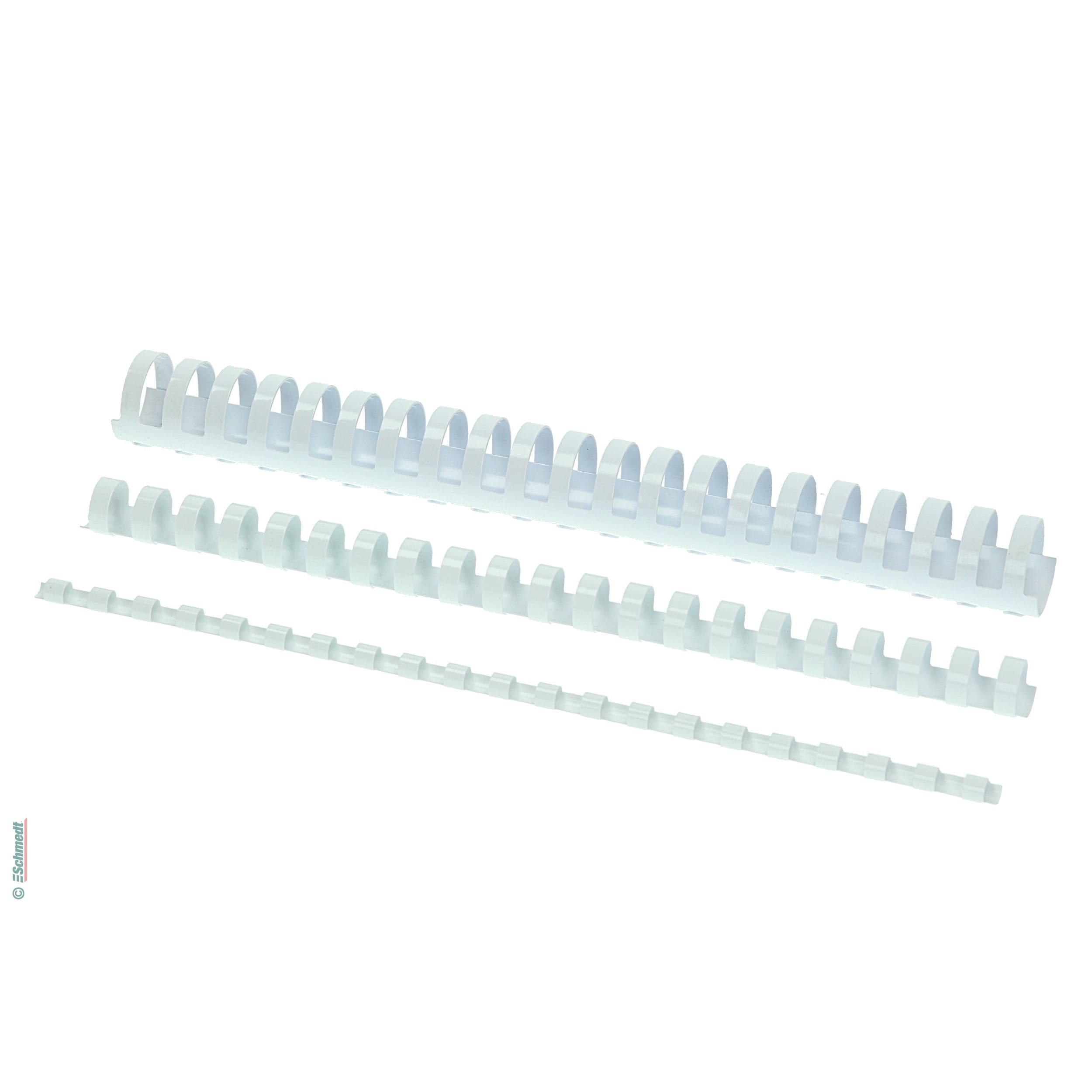 Plastic binding combs - round - Diameter (in mm) 6 - Colour white - to be processed in plastic-comb binding machines... - image-1