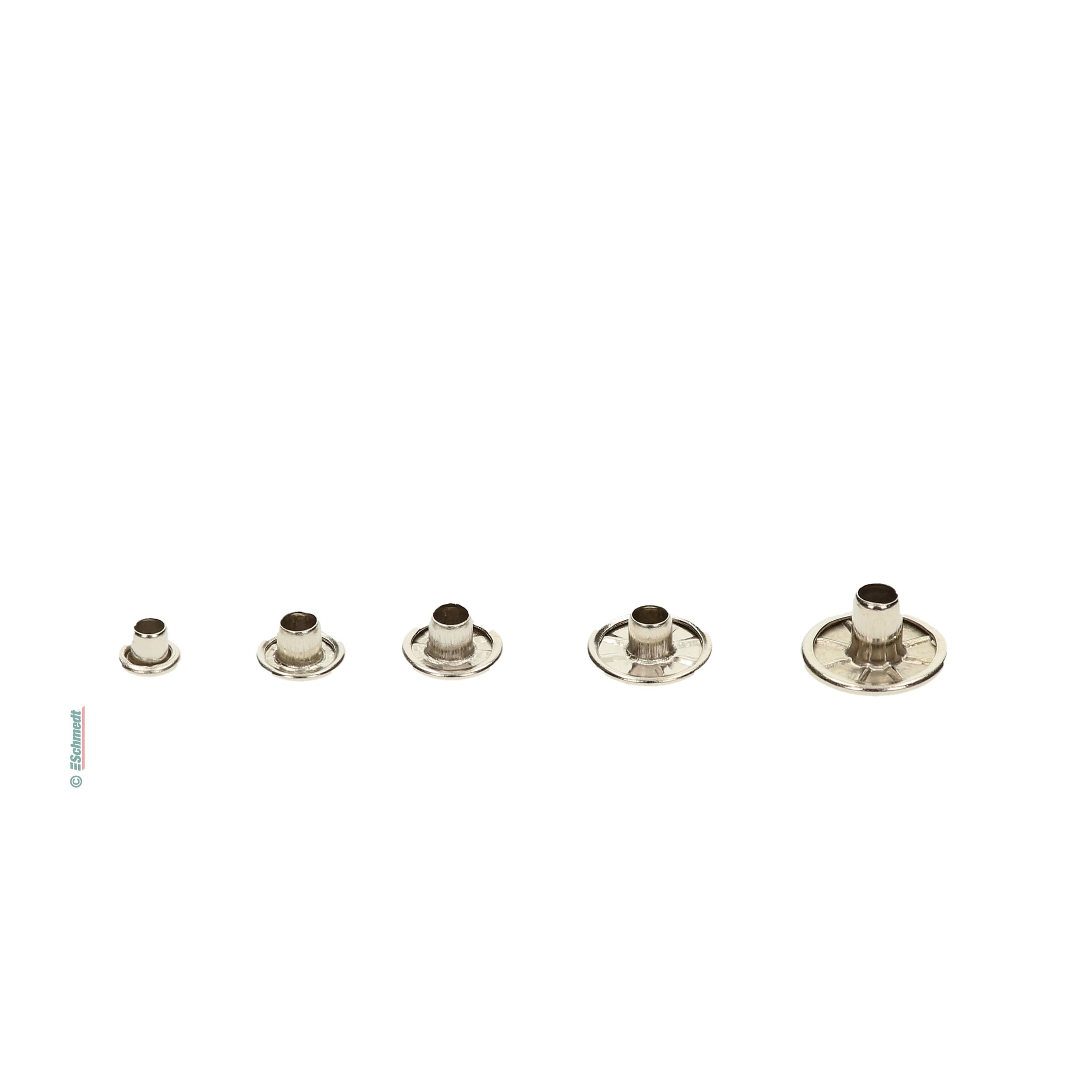 Female piece of two-piece rivets - NB: Male pieces to be ordered separately! - Hollow rivets always consist of 2 parts, male and female.
Th...