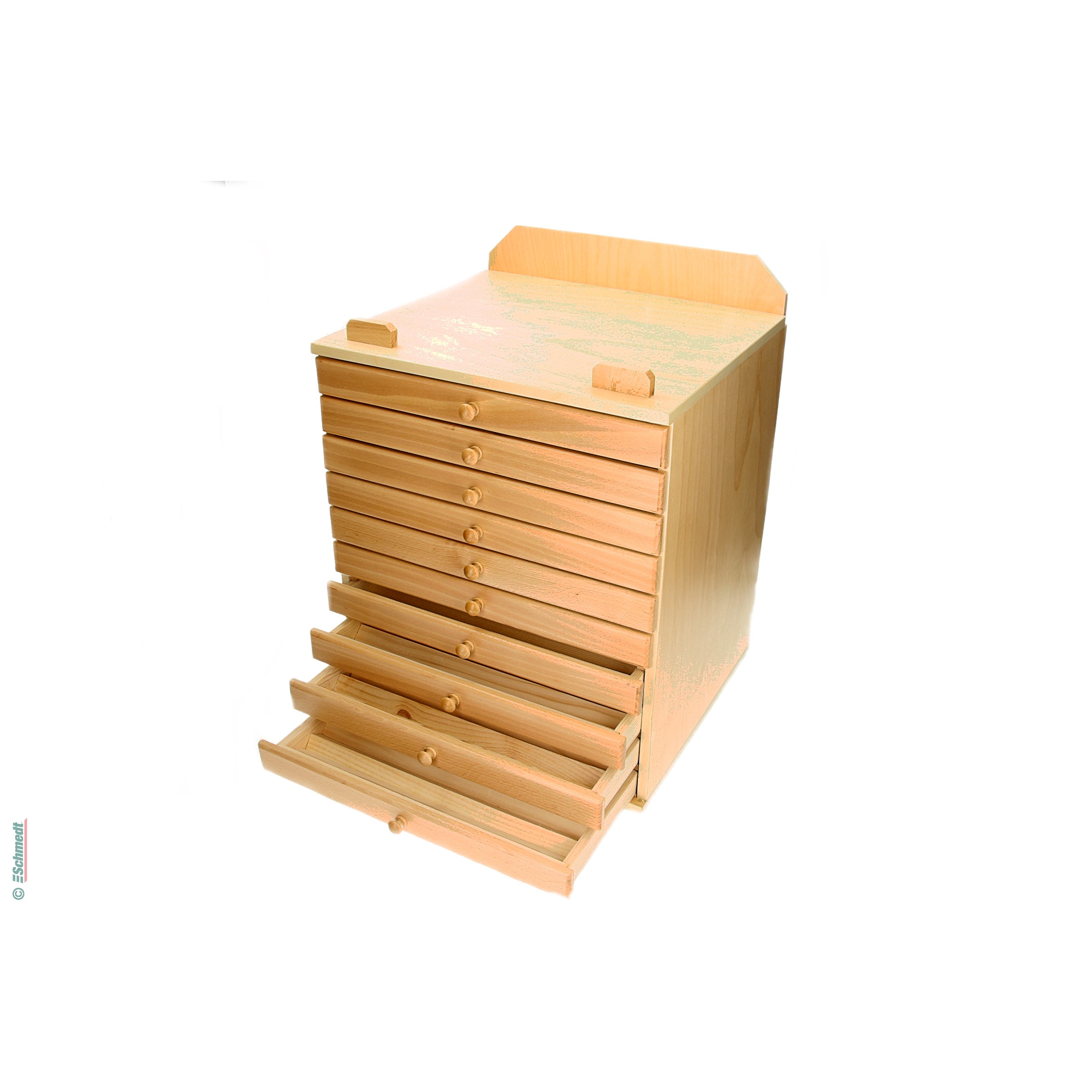 Wooden type cabinet - Version with 10 drawers - for storing several sets of hot stamping type... - image-1