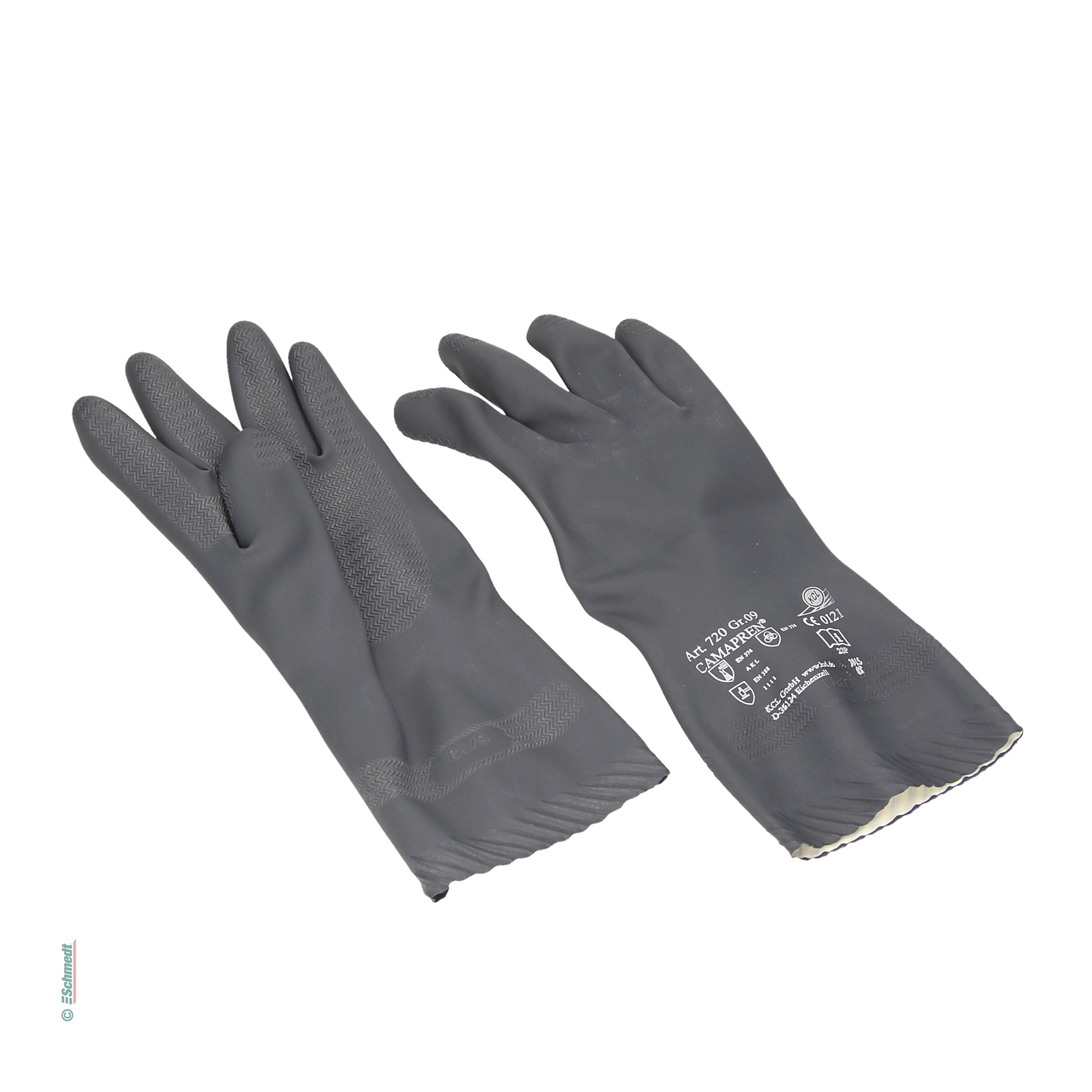 Safety gloves - made of chloroprene, black, flock-lined - Protection of the hands against oil, grease, acids and bases...