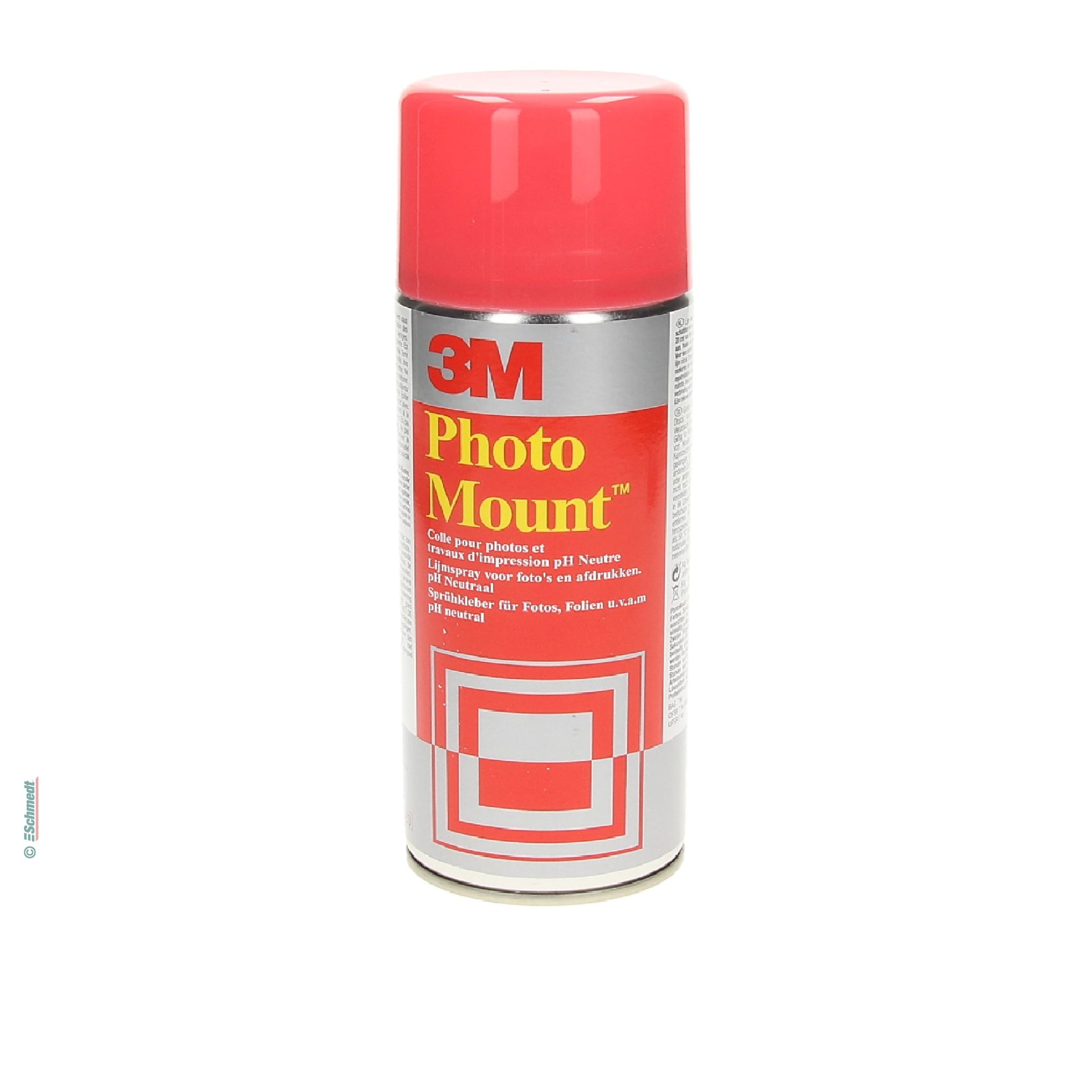 Spray adhesive Type PhotoMount - permanent bond - for permanent mounting of photos and posters. Ideal for photos, documents, drawings, print...